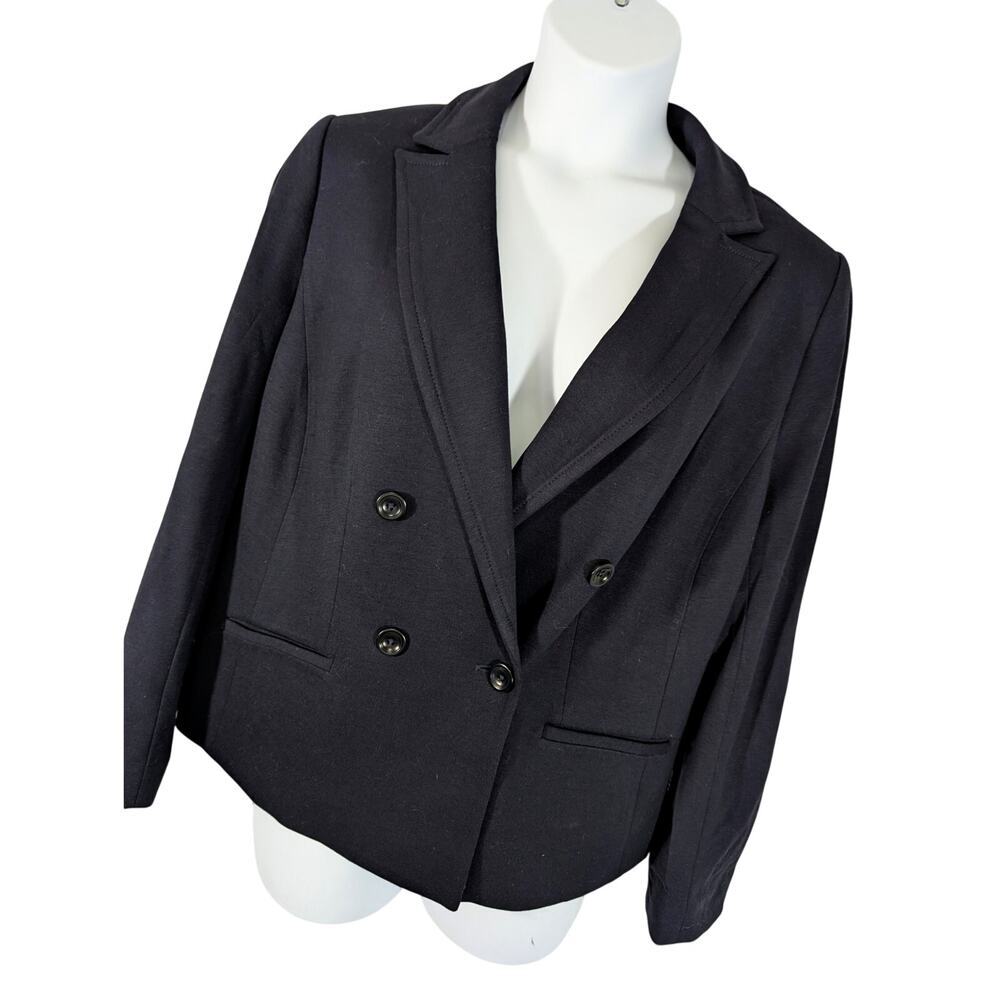 NWT! TALBOTS! RICH BLACK ITALIAN KNIT TAILORED DOUBLE BREAST JACKET, BLAZER! 14W